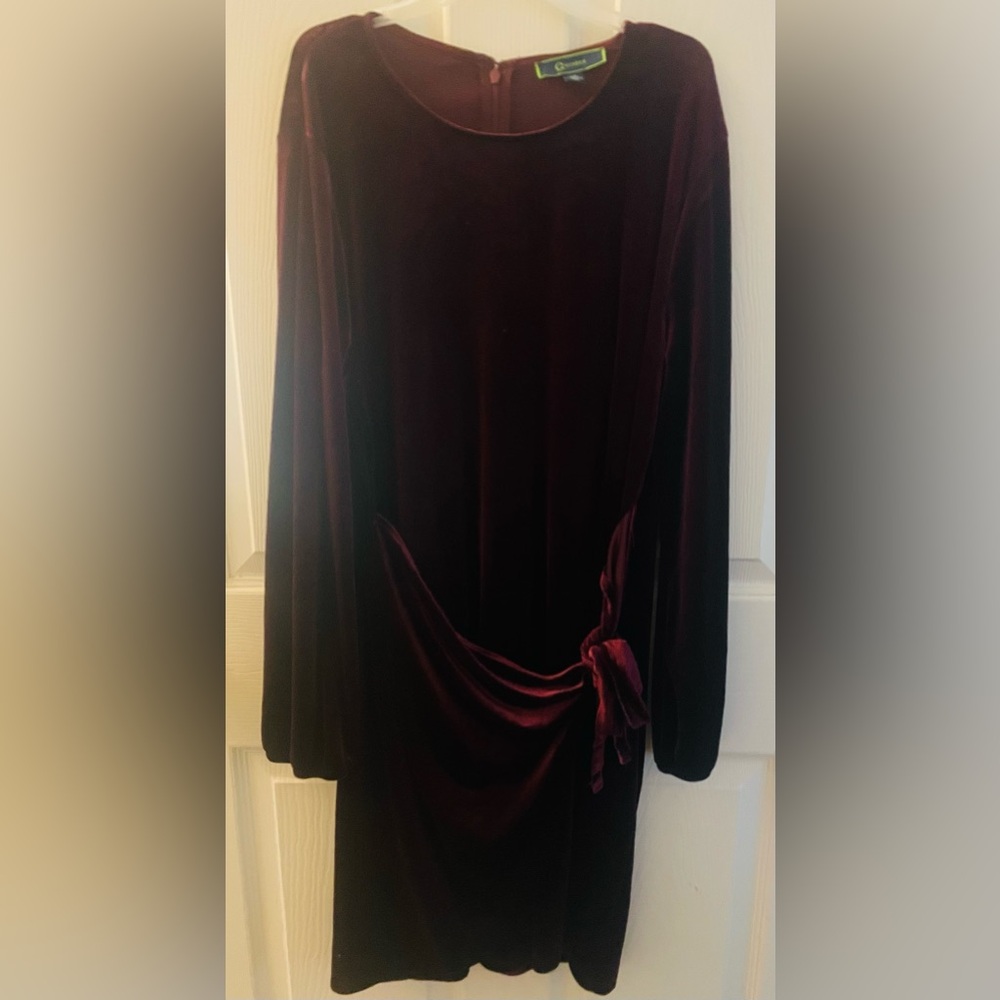 Velvet Crew Neck Long Sleeve Wrap Dress size Large